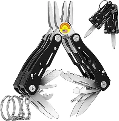2PCS Multitool Pliers 15 en 1 - Mini Pince Multifonction Porte-clés Premium