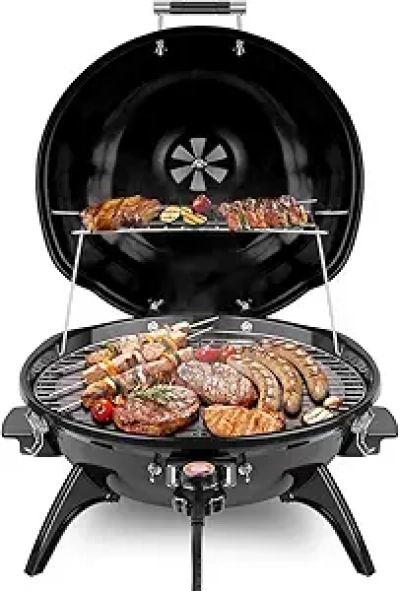 Barbecue Électrique Techwood 1600W - Grill de Terrasse Portable pour 15 Personnes