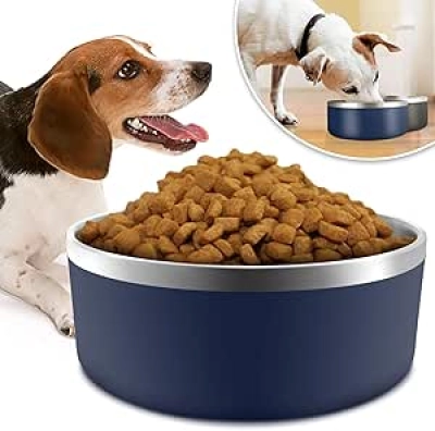 Gamelle Chien Inox 40 oz - Bol Double Paroi Antidérapant pour Chien Grand