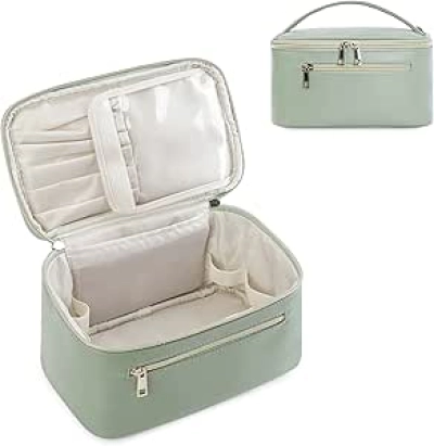 Trousse de maquillage de voyage Wandering Nature - Cuir végan vert sauge