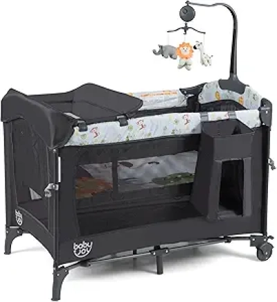 Lit Cododo 4-en-1 BABY JOY : Berceau, Table à Langer et Parc Pliant
