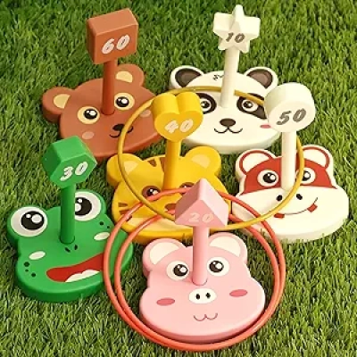 Jeu de Lancer d'Anneaux Animaux - 42 Pièces pour Enfants et Adultes