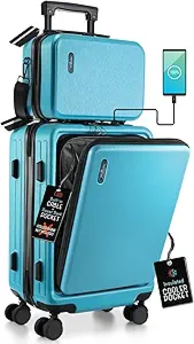 Valise Cabine 20 Pouces Approuvée Airline | Trolley Rigide avec Trousse Cosmétique