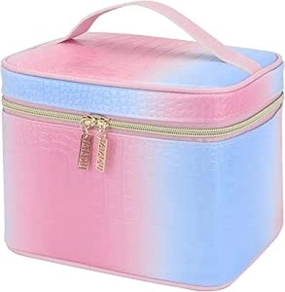 Trousse de Toilette Femme Imperméable - Sac Maquillage Voyage Bleu Rose