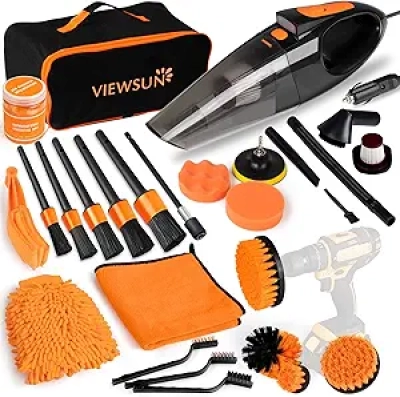 Kit Complet Nettoyage Voiture 20 Pièces Viewsun - Aspirateur & Brosses