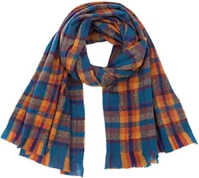 Écharpe Femme Carreaux Bleu - Style Preppy Hiver Automne