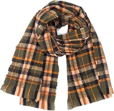 Écharpe Femme Carreaux Vert Armée - Style Preppy Hiver Unisex
