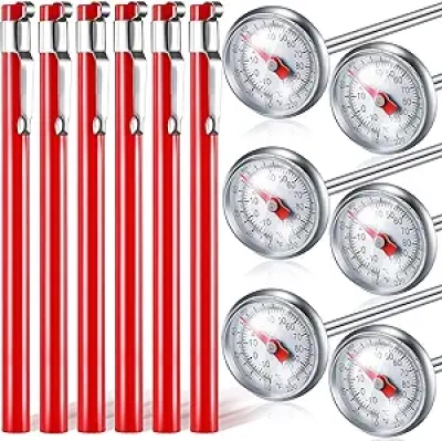Lot de 6 Thermomètres de Cuisine Inox - Sonde 12,5cm pour Viande, BBQ et Cuisson