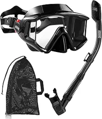 Masque de Snorkeling Aegend Adulte et Enfant - Vision 180° Anti-Buée
