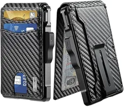 Portefeuille Homme Slim RFID - Porte-cartes Minimaliste Aluminium