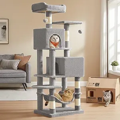 Feandrea Arbre à Chat 61 Pouces - Griffoir Multi-Niveaux pour Chats d'Intérieur