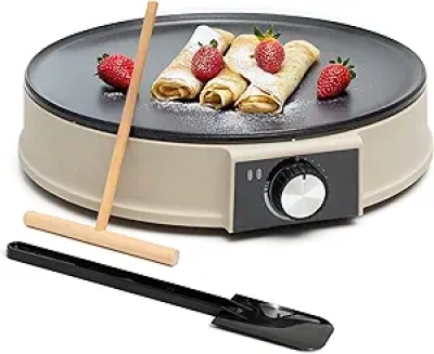 Poêle à Crêpes Électrique Moss & Stone 12" - Crepière Non-Adhésive