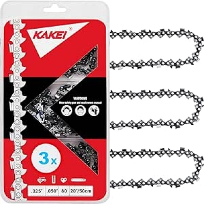 Chaîne Tronçonneuse Husqvarna 20 pouces KAKEI - Pack de 3 chaînes 0.325" Full Chisel