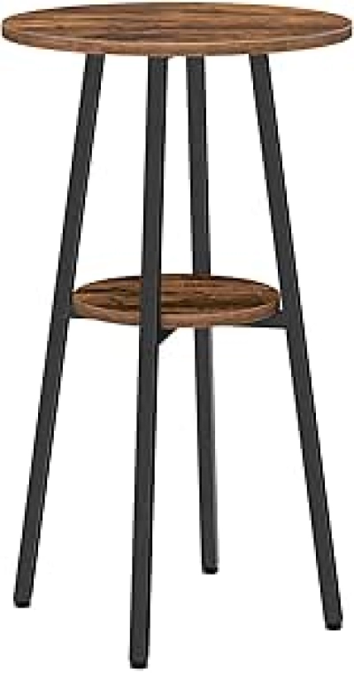 Table Bar Haute Ronde HOOBRO 37,4" - Rangement 2 Niveaux, Design Rustique