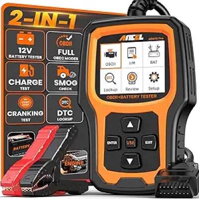 ANCEL AD410 PRO - Scanner OBD2 et Testeur Batterie 2-en-1 pour Voiture