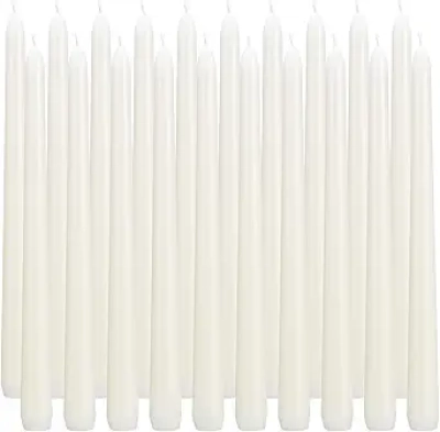 Lot de 20 Bougies Ivoire 25cm Sans Odeur - Bougies Effilées Longue Durée 7-8h