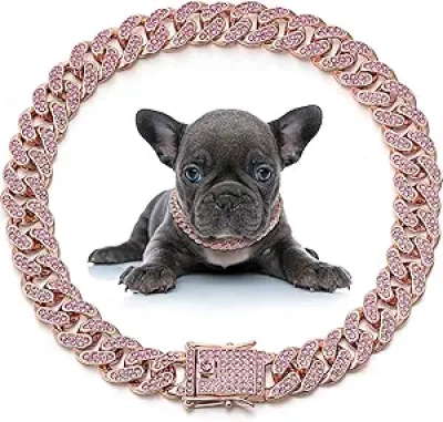 Collier Chaîne Diamant pour Petit Chien Chat - 12mm Or Rose