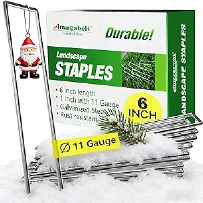 Agrafes de Paysage Galvanisées 6 Pouces (Lot de 100) - Piquets Anti-Rouille pour Jardin