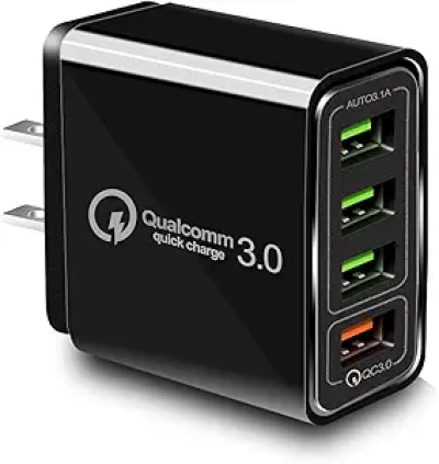 Chargeur USB Rapide 40W QC3.0 - 4 Ports avec Lumière LED