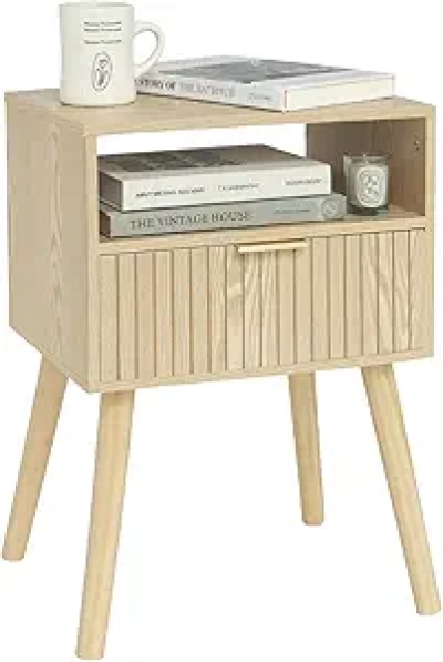 Table de Nuit Bois Moderne MaxSmeo - Petit Chevet Chambre avec Tiroir