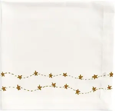 Serviettes Noël Rustic Stars - Set de 4 Coton 18x18 cm | Décor Table Ferme Chic