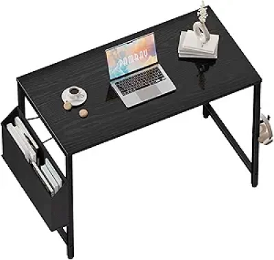 Bureau Informatique 32 Pouces Compact - Petit Bureau de Travail avec Rangement