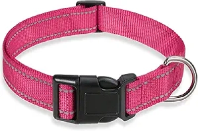 Collier Chien Rose Réfléchissant XS - Nylon Ajustable Sécurité