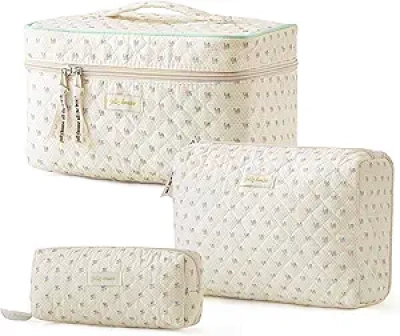 Lot de 3 Trousses de Maquillage Quilted Coton Floral - HBselect