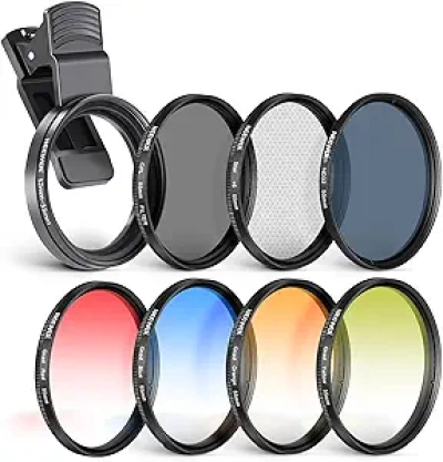 Filtre ND/CPL 55mm pour Smartphone et Appareil Photo - Kit Complet 8 Filtres