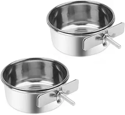 Gamelle Accrochable Inox pour Animaux - Wontee Pet Food Bowl 2 Packs