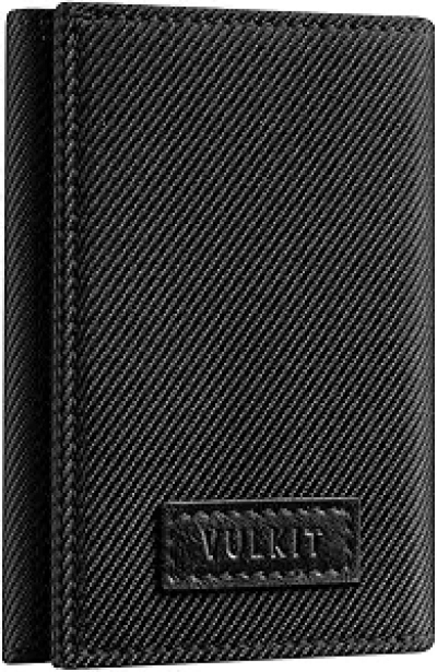 Portefeuille Homme Trifold VULKIT - Slim RFID, 3 Fenêtres ID