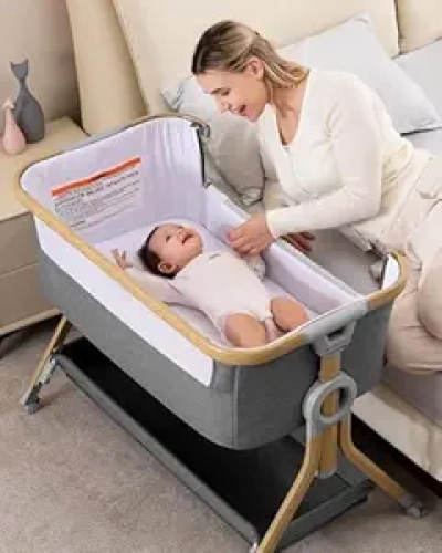 Lit bébé cododo Larex - Bassinet 5 hauteurs réglables avec filet anti-moustiques