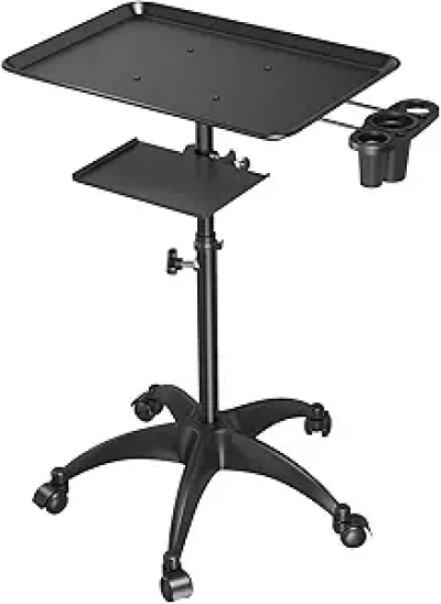 Chariot de Salon Esthétique Réglable en Hauteur - Trolley Aluminium avec Rangement