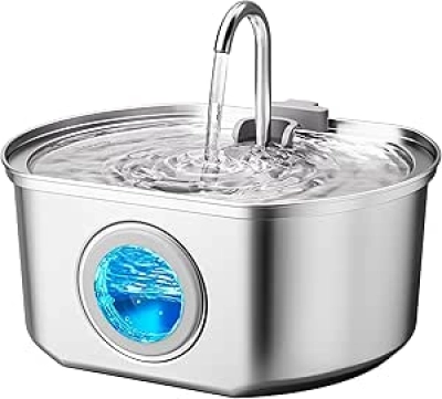 Fontaine à Eau pour Chat Inox 3.2L - Distributeur Automatique Silencieux