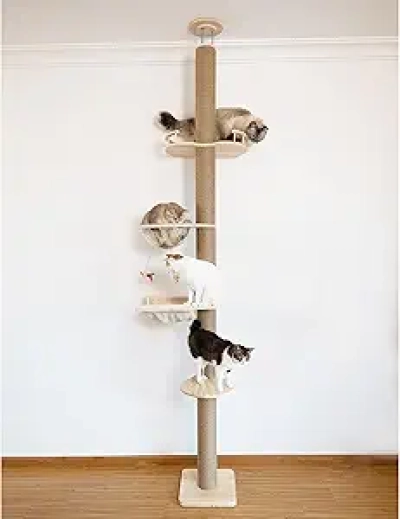 Arbre à Chat du Sol au Plafond - Griffoir Sisal Ajustable 55-119 cm