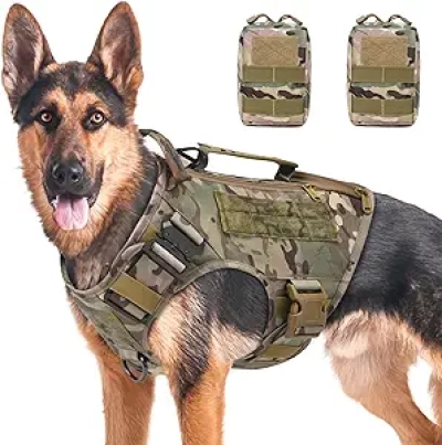 Harnais Tactique No Pull pour Chien Moyen et Grand - Gilet Militaire avec Poches