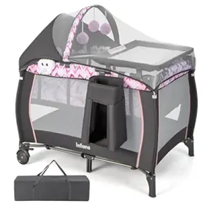 Parc bébé 4 en 1 INFANS portable avec lit, table à langer et canopy