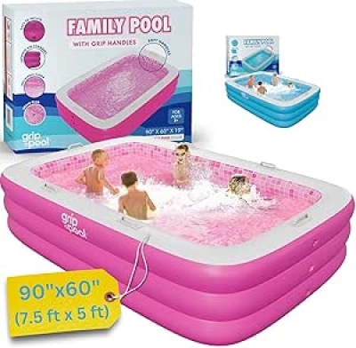 Piscine Gonflable 7.5'x5' avec Fond Rembourré - Famille et Enfants