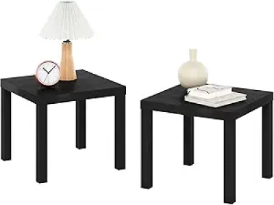 Tables d'appoint carrées Furinno Classic Homey - Lot de 2 noires
