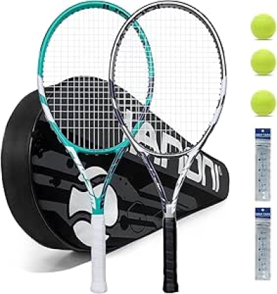Set Tennis 2 Raquettes 27 Pouces Pré-Cordées + Balles et Accessoires