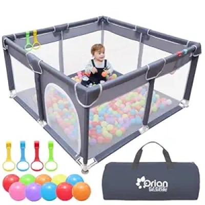 Parc Bébé Orian 50x50 - Grand Parc de Jeux pour Enfants avec Balles et Bagues