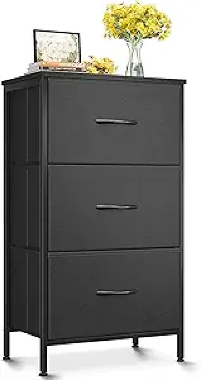 Petite Commode 3 Tiroirs Noir - Chevet Chambre & Table Basse Salon