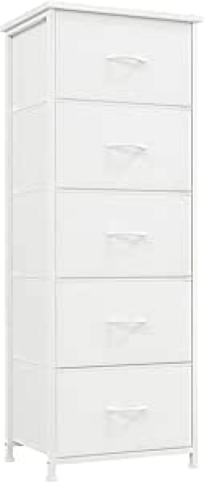 Commode 5 tiroirs blanc Somdot - Meuble de rangement moderne pour chambre
