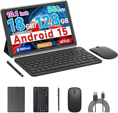 Tablette Android 15 COOPERS 10 pouces - 18GB RAM 128GB + 2TB, Clavier inclus