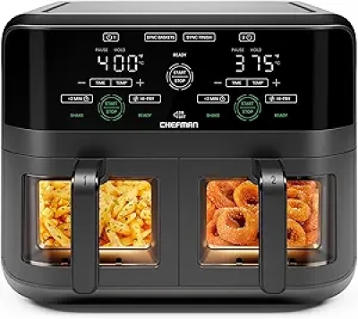 Friteuse à Air Double Panier CHEFMAN 6L - Cuisson Simultanée Sans Huile