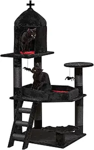Arbre à Chat Gothique 55" - Lit Cercueil pour Grands Chats
