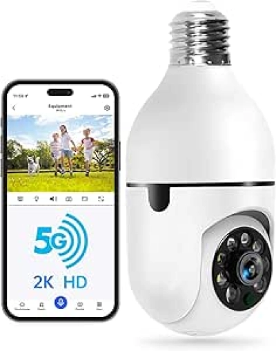 Caméra Ampoule 2K WiFi 5G - Surveillance Extérieure avec Détection Humaine