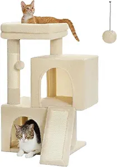 Arbre à Chat 30 Pouces PAWZ Road avec Dual Condos - Tour Griffoir pour Chats d'Intérieur