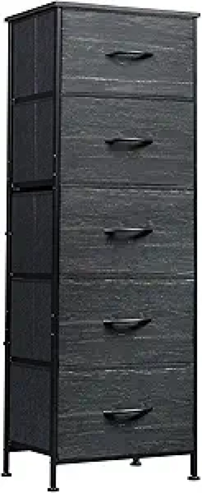 Commode 5 tiroirs WLIVE - Meuble rangement chambre design noir