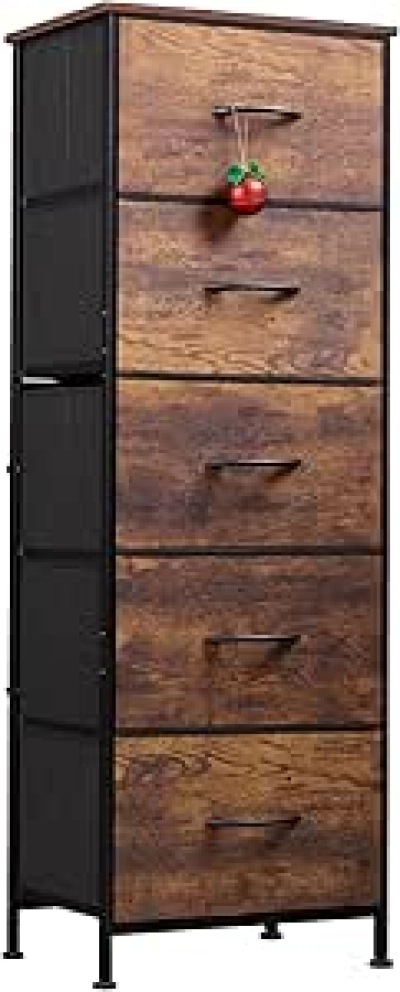 Commode 5 tiroirs WLIVE avec bacs de rangement - Meuble de chambre multifonction